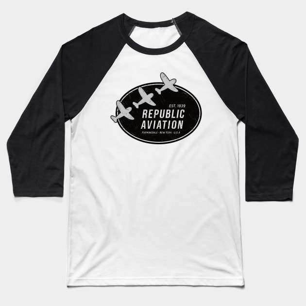 Republic Aviation Logo Baseball T-Shirt by 909 Apparel